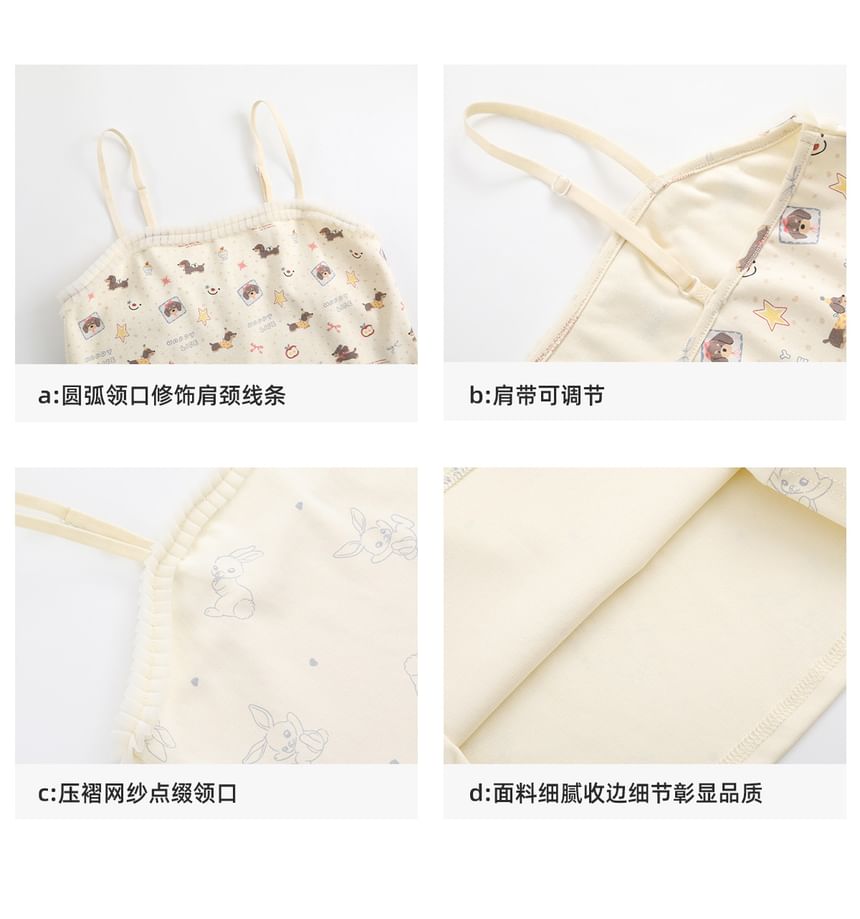 Cartoon Print Frill Trim Crop Cami Top