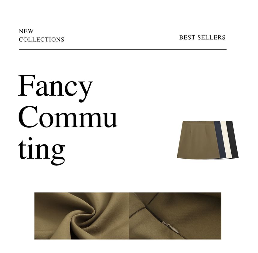 High Rise Plain Mini A-Line Skirt