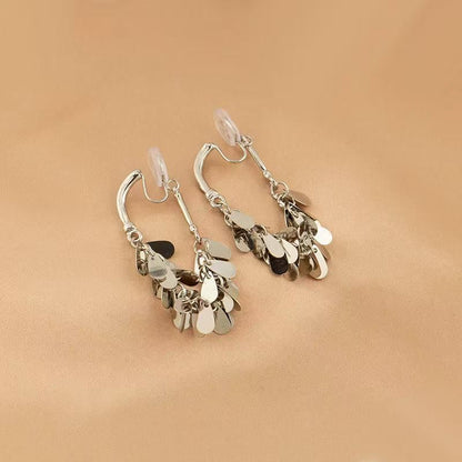 Dangle Fringed Earring Disc Alloy