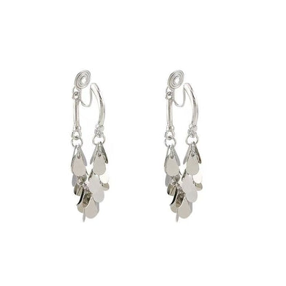 Dangle Fringed Earring Disc Alloy