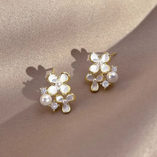 Earring Faux Ear Floral Pearl Cuff / Stud Alloy