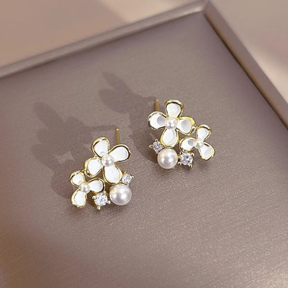 Earring Faux Ear Floral Pearl Cuff / Stud Alloy