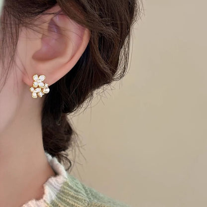 Earring Faux Ear Floral Pearl Cuff / Stud Alloy