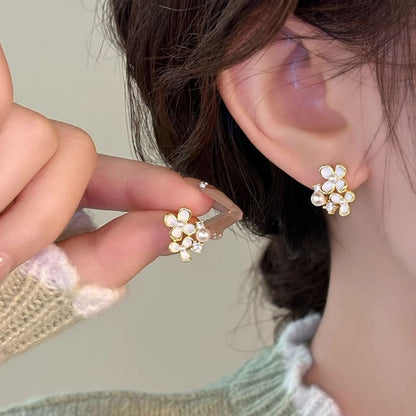 Earring Faux Ear Floral Pearl Cuff / Stud Alloy