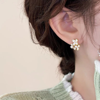 Earring Faux Ear Floral Pearl Cuff / Stud Alloy