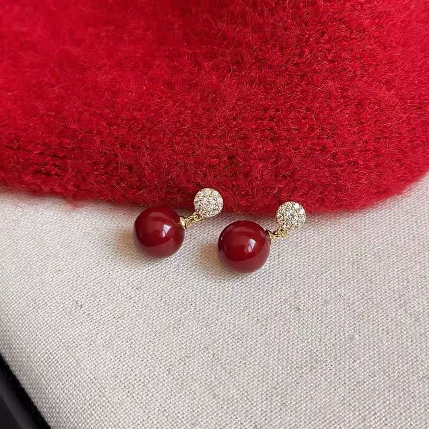 Drop Bead Earring Rhinestone Alloy