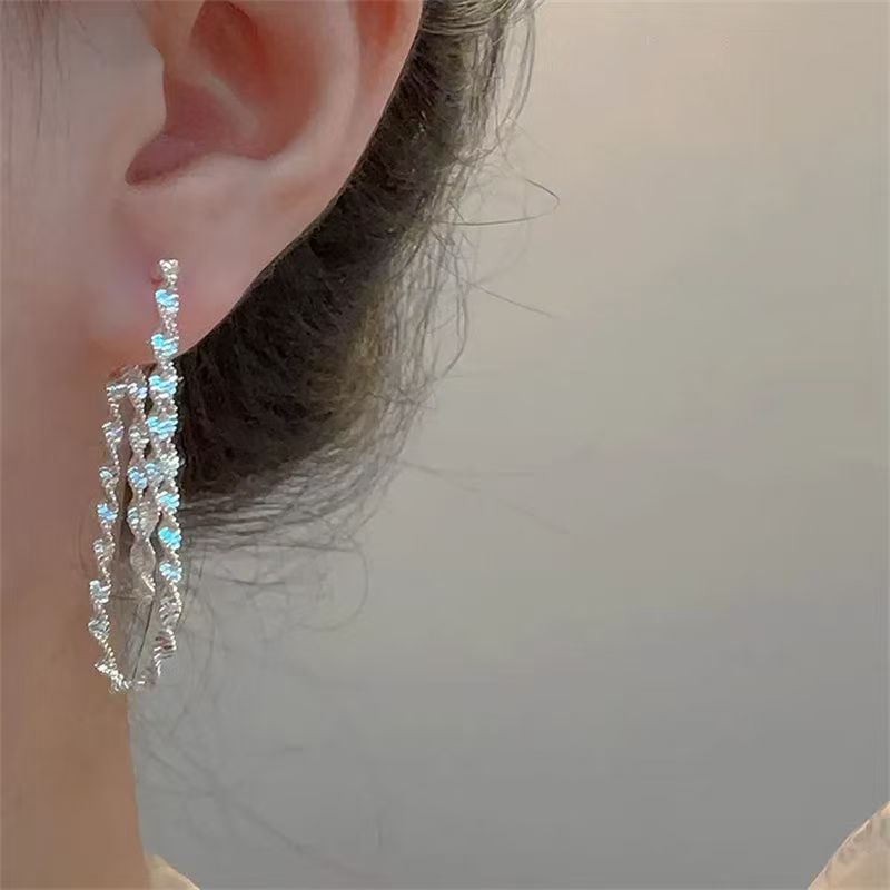 Earring Alloy Layered Helical Hoop