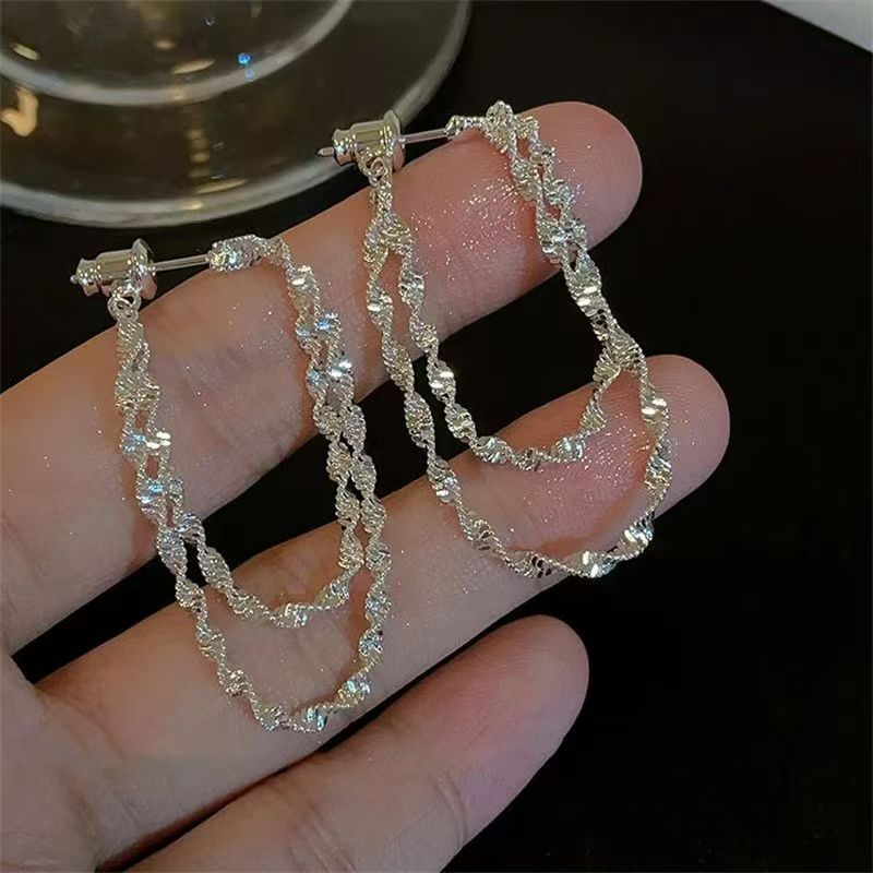 Earring Alloy Layered Helical Hoop
