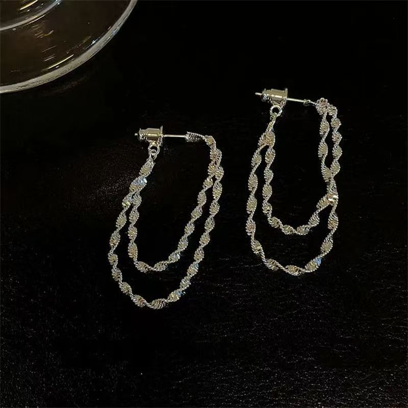 Earring Alloy Layered Helical Hoop