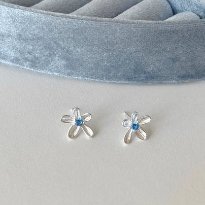 Stud Earring Alloy Rhinestone Floral