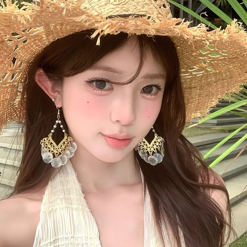 Earring Alloy Chandelier Disc Shell