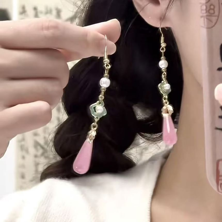 Pearl Faux Earring Alloy Gemstone Dangle