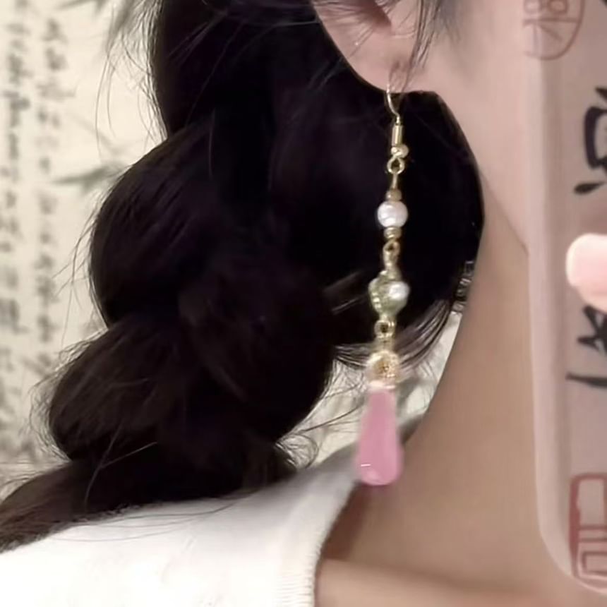 Pearl Faux Earring Alloy Gemstone Dangle