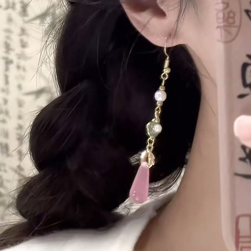 Pearl Faux Earring Alloy Gemstone Dangle