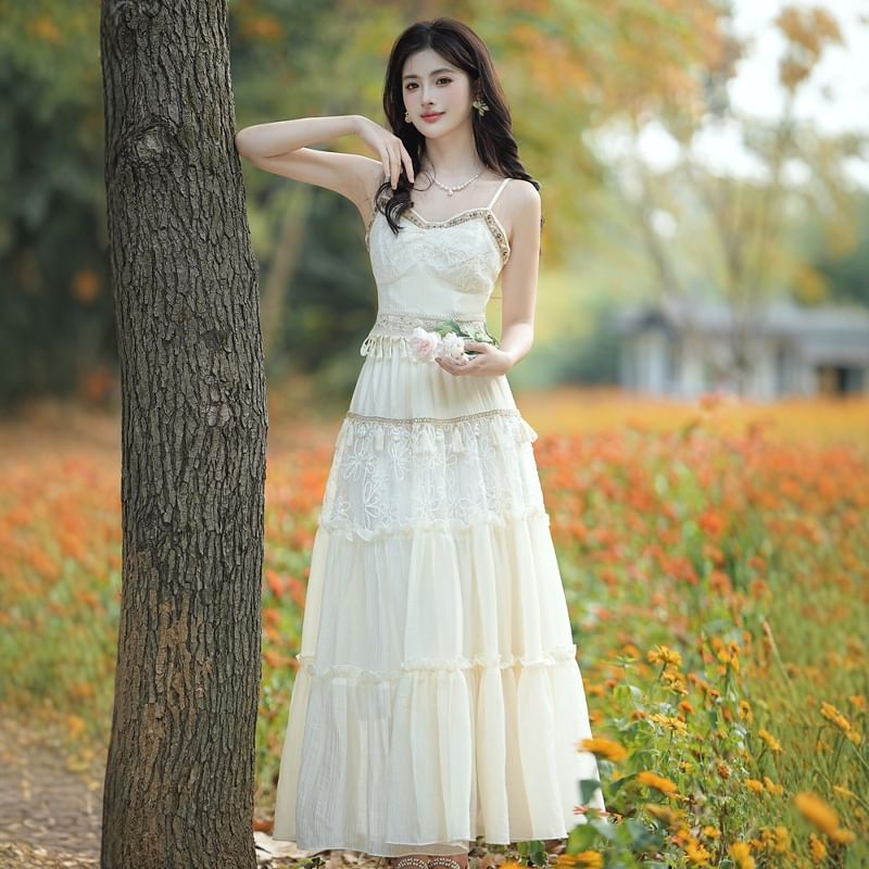 Sleeveless Tasseled Plain Top / High Waist Maxi A-Line Skirt / Jacket / Set