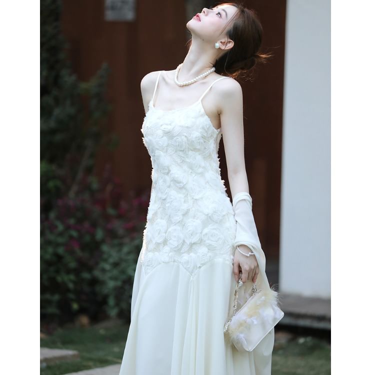 Spaghetti Strap Lace Maxi Dress / Plain Cardigan / Set