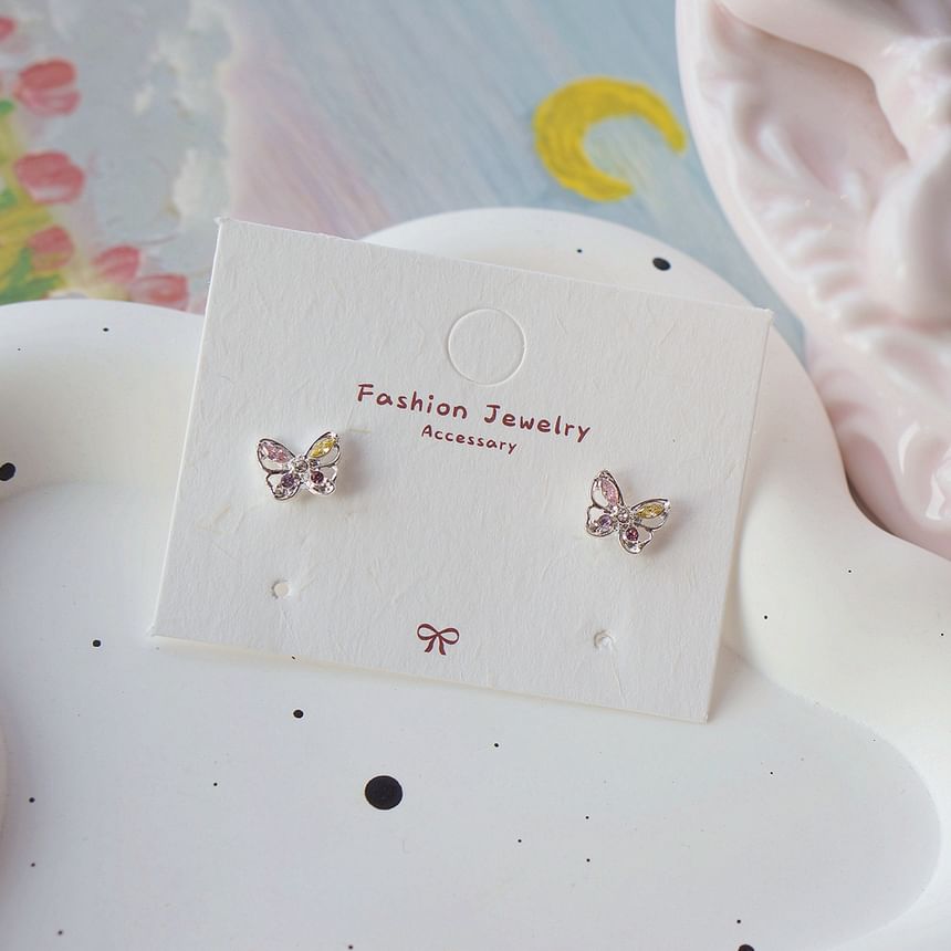 Sterling CZ Butterfly Earring Stud 925 Silver