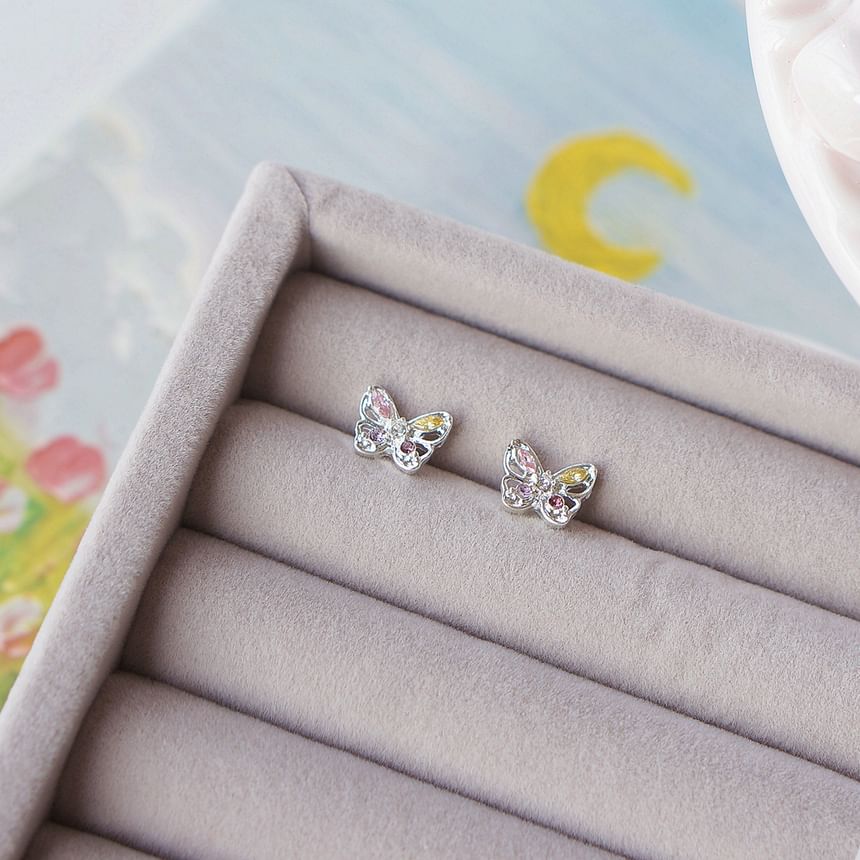 Sterling CZ Butterfly Earring Stud 925 Silver