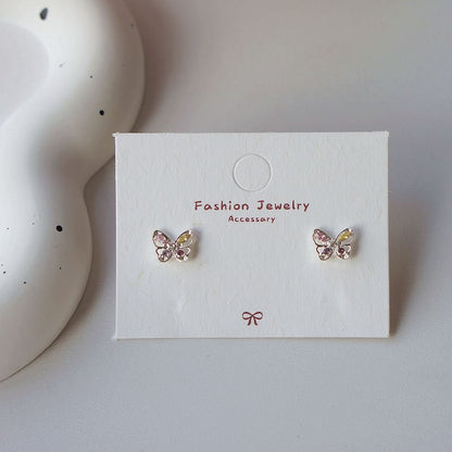 Sterling CZ Butterfly Earring Stud 925 Silver