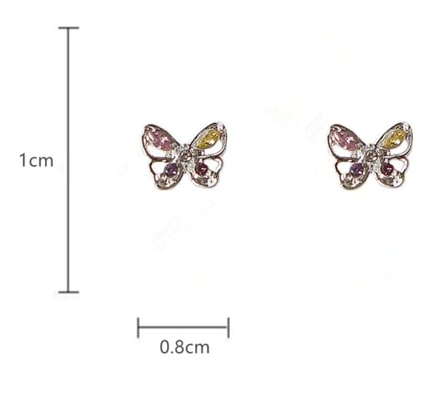 Sterling CZ Butterfly Earring Stud 925 Silver
