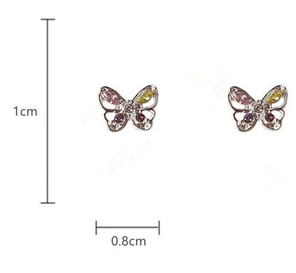 Sterling CZ Butterfly Earring Stud 925 Silver