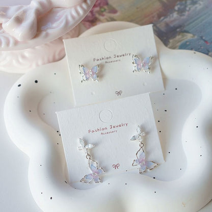 / Sterling Drop Butterfly 925 Silver Earring Stud