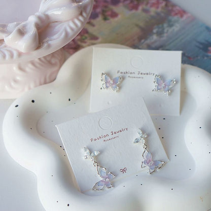 / Sterling Drop Butterfly 925 Silver Earring Stud
