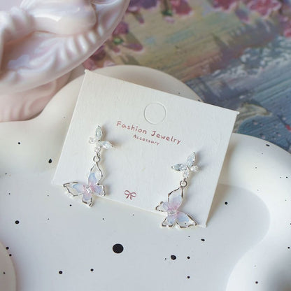 / Sterling Drop Butterfly 925 Silver Earring Stud