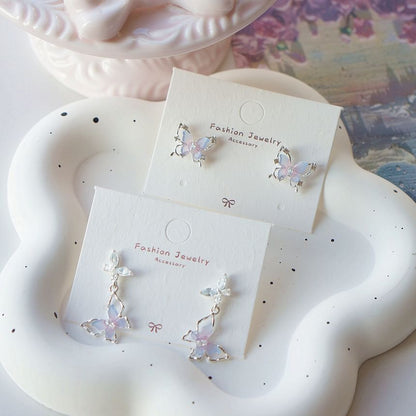 / Sterling Drop Butterfly 925 Silver Earring Stud