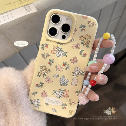 Bead Case Phone Rabbit Set / Strap Print