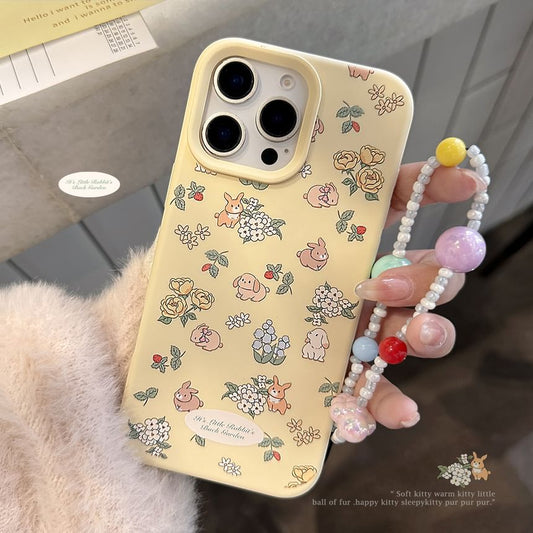 Bead Case Phone Rabbit Set / Strap Print