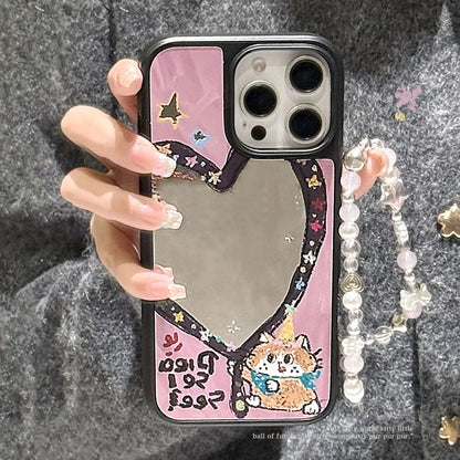 Heart Case Strap Mirror Bead Shape Phone Set / Star