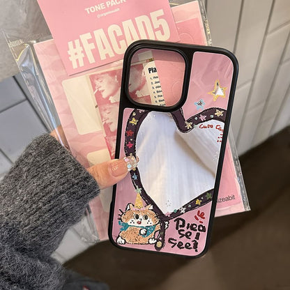 Heart Case Strap Mirror Bead Shape Phone Set / Star