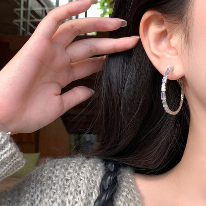 Hoop Rhinestone Silver Earring 925 Sterling
