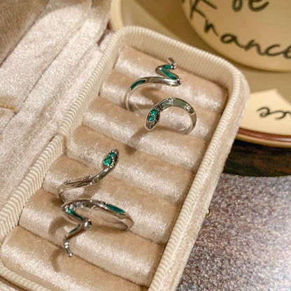 Open Snake Rhinestone Ring