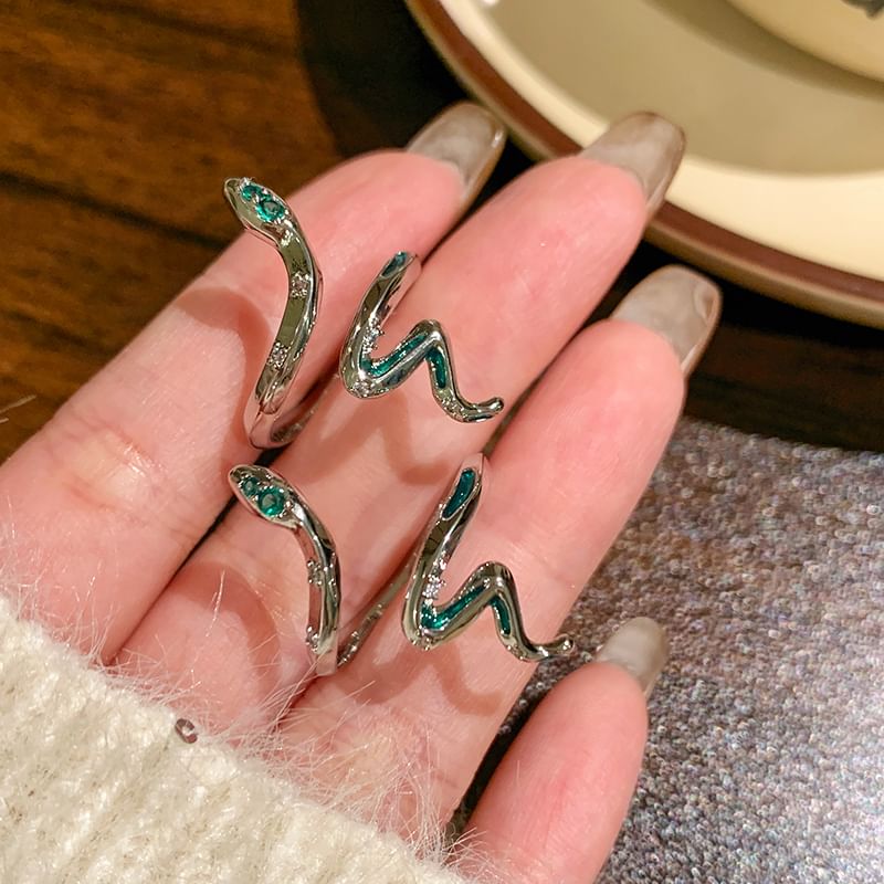 Open Snake Rhinestone Ring