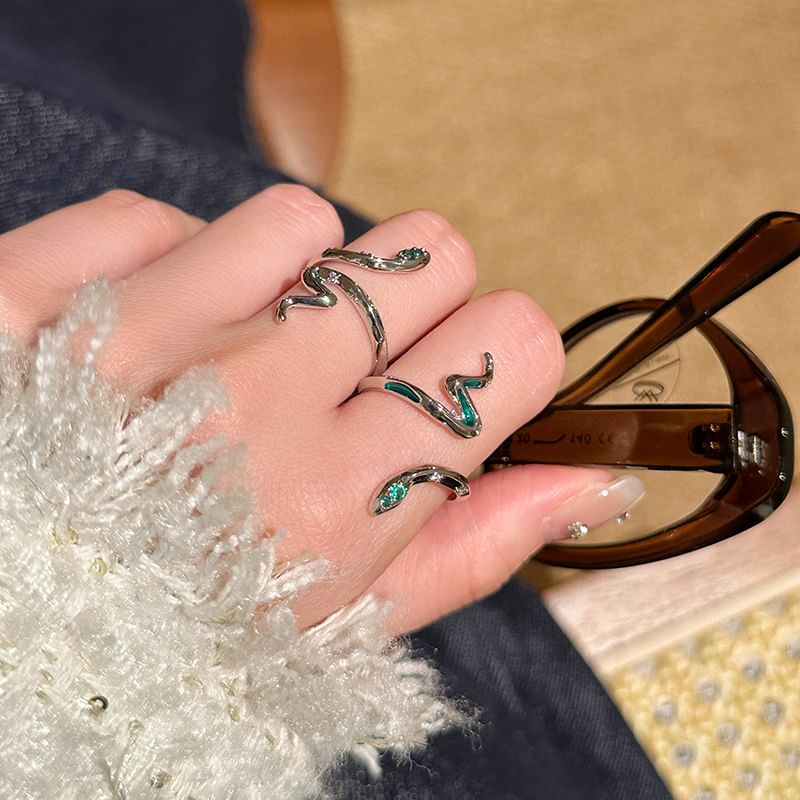 Open Snake Rhinestone Ring