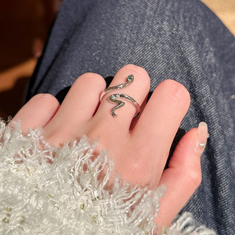 Open Snake Rhinestone Ring