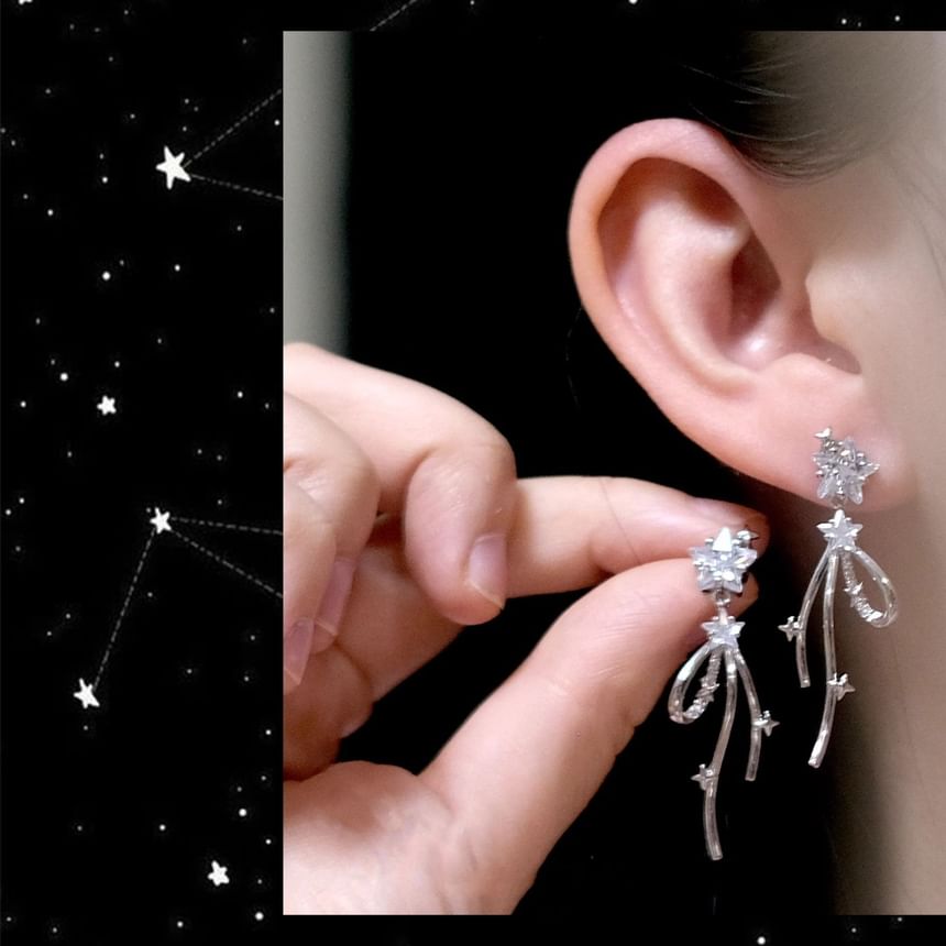Earring Rhinestone Bow Alloy Star Drop