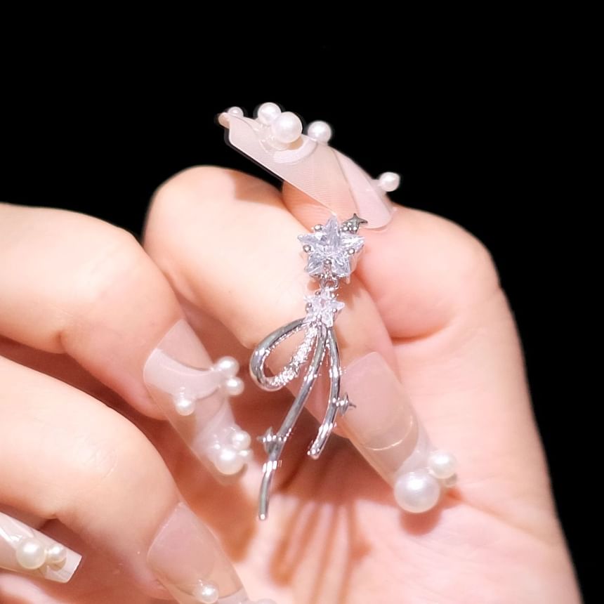 Earring Rhinestone Bow Alloy Star Drop