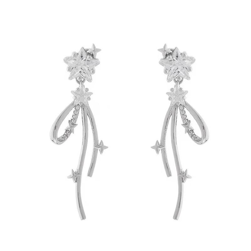 Earring Rhinestone Bow Alloy Star Drop