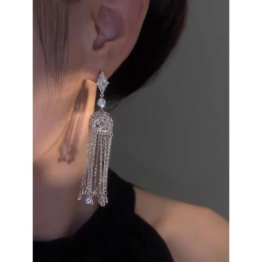 Alloy Rhinestone Earring Fringed