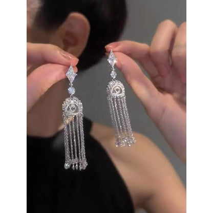 Alloy Rhinestone Earring Fringed
