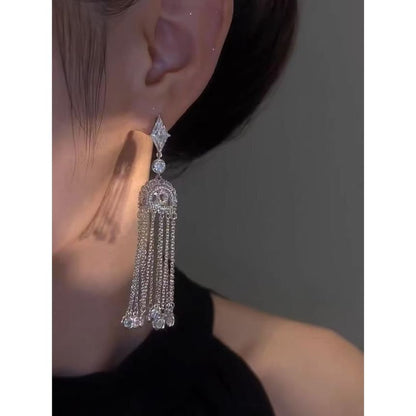 Alloy Rhinestone Earring Fringed