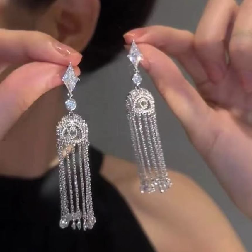 Alloy Rhinestone Earring Fringed