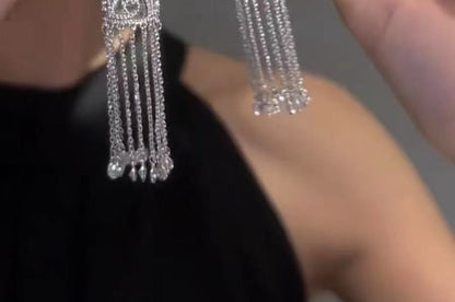 Alloy Rhinestone Earring Fringed