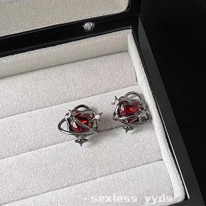 Cuff Alloy Ear Stud Crystal Faux Heart
