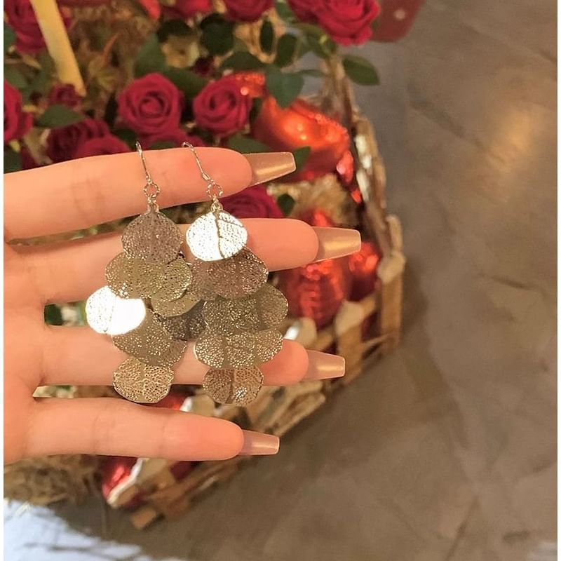 Alloy Leaf Earring Chandelier