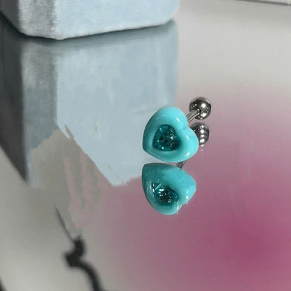 Rhinestone 3: Wand Stud Set of Alloy Shell / Earring Heart