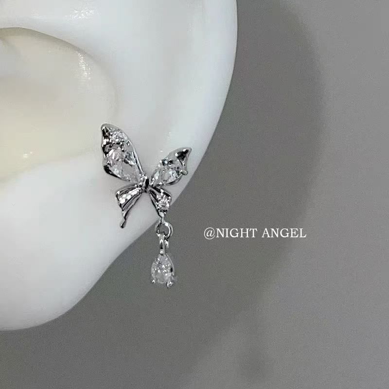 Earring Butterfly Drop Alloy Rhinestone